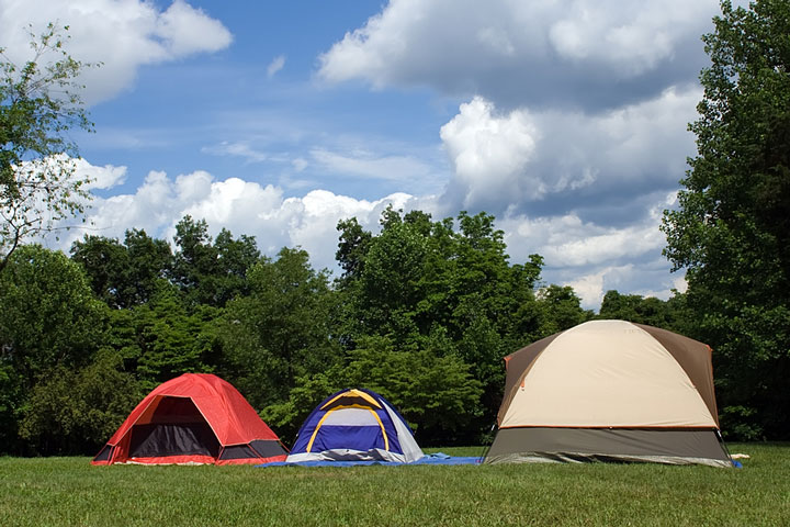 camping tents in a Pennsylvania park