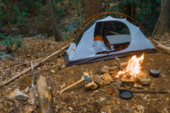 camping tent at a wilderness campsite