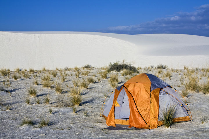 camping at White Dunes National Monument, NM